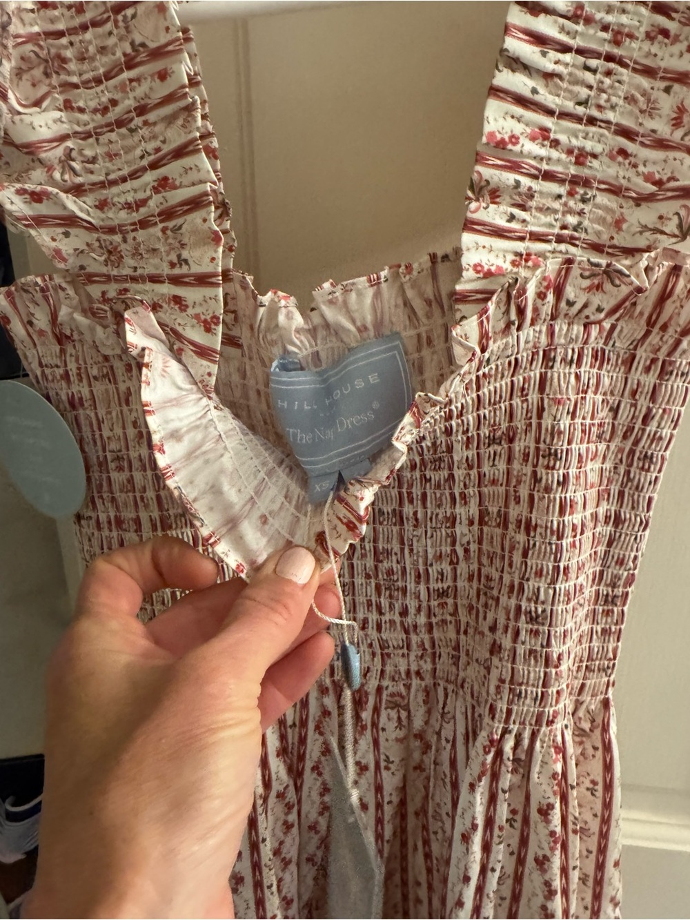 Hill House Red and Cream Smocked Floral Maxi Dress - Picture 4 of 6